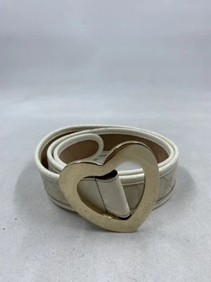 Gucci Ivory Heart Buckle Waist Belt - Image 1 of 4