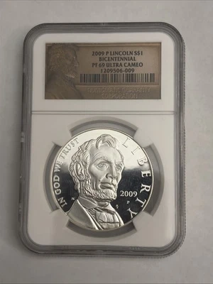 2009-P $1 Lincoln Bicentennial Proof Silver Dollar NGC PF69 Ultra Cameo - Image 1 of 4
