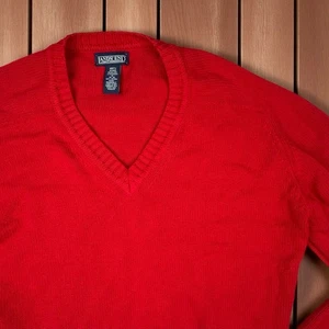 Vintage Lands End V-Ausschnitt Herren XL rot Langarm Pullover Made in USA Y2K Opa - Bild 1 von 5
