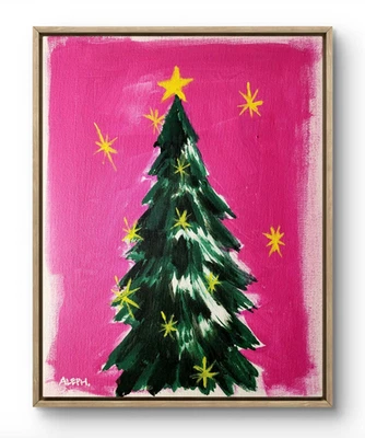 Arte Original 14x11 Colorido Arte Moderno Pintura de Navidad sobre Lienzo Foto 1 de 4