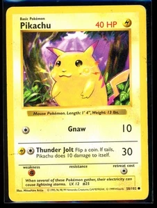 1999 Base Set Pikachu Shadowless #58 Pokemon Card - Picture 1 of 2