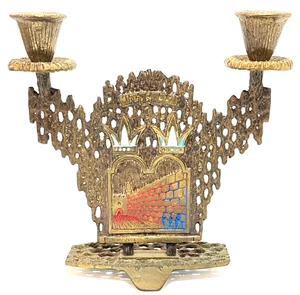 Portacandele preghiera shabbat ebraico ebraico vintage parete pianto Judaica Israele - Foto 1 di 9