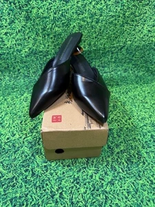 NEW-Mules donna tacco basso punta-BLK taglia 8 - Foto 1 di 8
