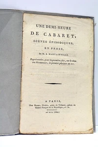 LIVRE ANCIEN MARTAINVILLE DEMI-HEURE DE CABARET PIÈDE THEATRE PARIS 1804 - Imagen 1 de 6