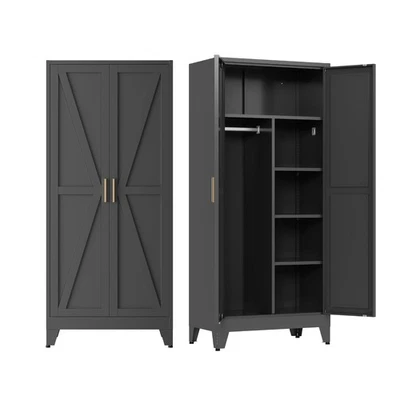 Armario de metal armario con varilla colgante, armario de metal de 71"" Foto 1 de 4