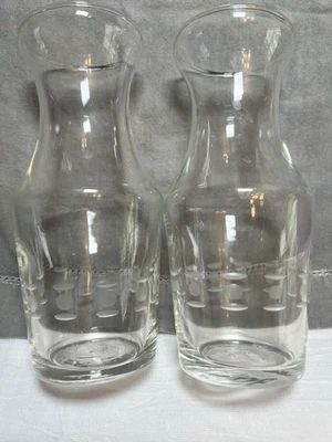 Vtg Libbey Wine Juice Carafe Frosted Etched Design Clear Glass Bud Vase MCM - Image 1 of 4