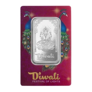 2024 Pamp Suisse Diwali Lakshmi and Peacocks 1 oz Silver Bar Assay Card - Picture 1 of 6
