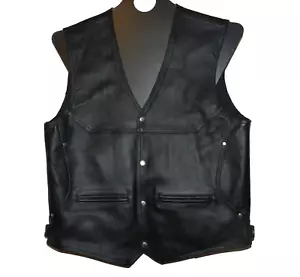 LEATHER MOTORCYCLE BLACK VEST XELEMENT SIZE L MEN'S - Picture 1 of 11