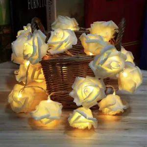 AC110V 20 LED Rose Flower Lights String Fairy Wedding Valentines Day Party Decor - Picture 1 of 22