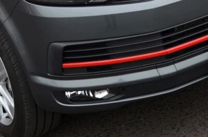 3Pc Red Bumper Grille Trim Accents To Fit Volkswagen T6 Caravelle (2016 - Picture 1 of 7
