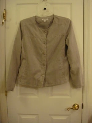 Blazer Liz Claiborne Mujer Gris Imitación Gamuza Forrado Chaqueta Ligera Manga Larga Talla XL Foto 1 de 4