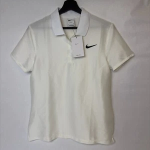 NIKE Dri-Fit Women's Size Med Ribbed White Golf Shirt Polo - Picture 1 of 5