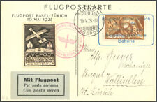 LUFTPOST 10.5.1925, Flugpost BASEL-ZÜRICH, Sonderkarte mit Vignette und Mi.Nr.  
