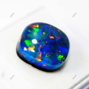Doublet Fire Opal CERTIFIED 12 Ct Cabochon Multicolor Loose Gemstone - Picture 1 of 13