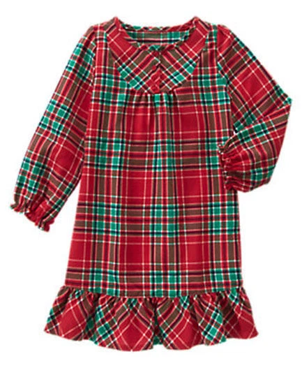 Gymboree Gymmies Red Green Plaid Ruffle Nightgown M 7-8 Holiday Pajamas NEW NWT - Image 1 of 1