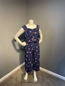 Justice Sleeveless Pants Romper Girls Size 14 Navy Blue - Picture 1 of 6
