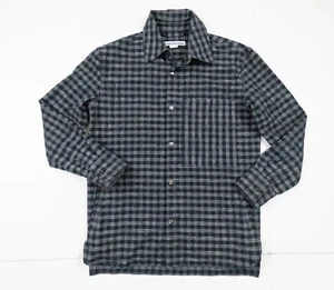 Acne Studios Jacket Mens Large Black Overshirt Snap Button Plaid Collared Adult - Picture 1 of 11
