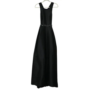 Monique Lhuillier Beaded Gown Size 8 Black Sleeveless Back Cutout Criss Cross - Picture 1 of 6