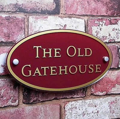 HOUSE NUMBER PLAQUE SIGN DOOR NAME STREET ADDRESS QUALITY GLASS EFFECT 'OVAL' - Image 1 of 4