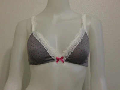 NUEVO CON ETIQUETAS SUJETADOR BANDEAU DE ENCAJE GRIS LUNARES ROSA MONEYDEW BAJO CAPA S Foto 1 de 4