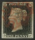 1840 1d Black Plate 3 DF 4m Red MX Large Margins Very Fine Used Cat. £500.00