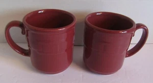 Set of 2 Longaberger Pottery Paprika Red Woven Traditions Mugs - Imagen 1 de 2
