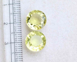 Natural Lemon Quartz Round Size Cut Gemstone 2 Pcs 10.5 MM 6.70 CT - Picture 1 of 3