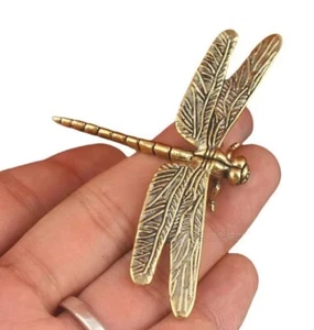 Brass Dragonfly Animal Statue Small Sculpture Tabletop Figurine Home Decor Gifts - Picture 1 of 6