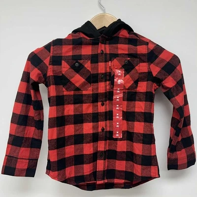 Camisa de franela con capucha Levi's para niños talla M (8) negra/roja. NUEVO. ENVÍO GRATIS. Foto 1 de 2