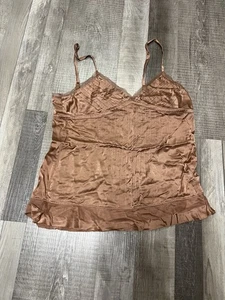 Abercrombie & Fitch Silk Camisole Tank Brown/red Medium Lace Y2K - Picture 1 of 5