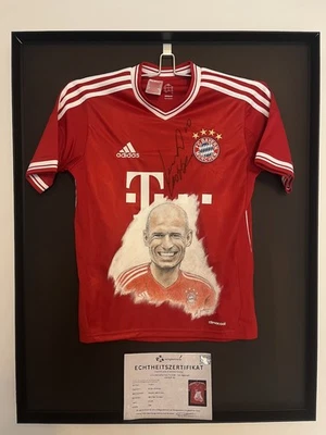Bayern München Trikot Portrait Arjen Robben handgemalt und signiert 164 - Bild 1 von 4