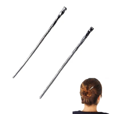 Set of 2 Silver Hair Sticks Chinese Hairpin Metal Hair Accessories Classic Hair  - Image 1 of 4
