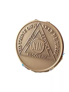 45 Años AA Medallón Premium Bronce Serenidad Oración Sobriedad Chip 34x2mm - Imagen 1 de 2