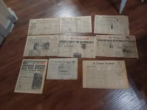 9 issues WWII British Newspaper Lot Blitz War News French Scottish - Picture 1 of 10