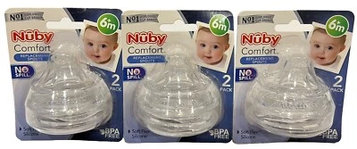 Nuby 2 Piezas Comodidad Caños de Repuesto Nuevo Lote de 3 Libre de BPA 6+ M Total 6 Foto 1 de 2
