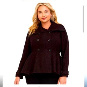 Torrid Burgunderrot Wolle Fit Flare Jacke Größe 6X - Bild 1 von 7