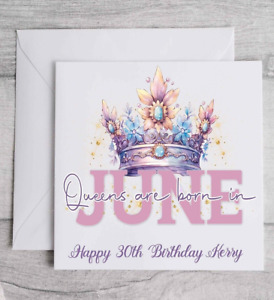 Queen of the Month Personalised Greeting Card Just Add Name Age & Month