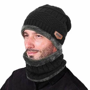 Unisex Warm Knit Outdoors Ski Thick Hat Scarf Beanie Ski Thick Hat and snood - Picture 1 of 9