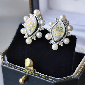 Mikimoto Pique Pearl 18K White Gold Earrings 【Made in Japan】 - Picture 1 of 10