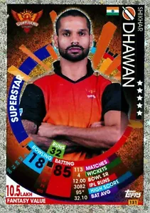 2017 2018 SUNRISERS HYDERABAD IPL Cricket Card SHIKHAR DHAWAN Topps Attax - Bild 1 von 2