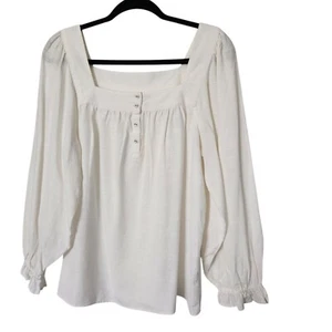 LC Lauren Conrad Elegant Off-White Women's Peasant Top Oversized Size Small - Picture 1 of 7