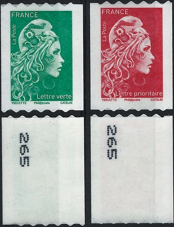 Y&T 1601-1602 ROULETTES MARIANNE d'YZ DE 2018  ADHÉSIFS ** même numéros à gauche - Photo 1/1