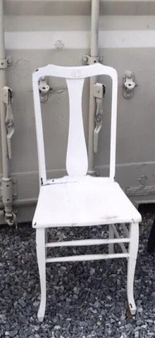 Vintage Solid Wood White Side Chair Accent Shab Shabby Chic Farmhouse Rustic Cover