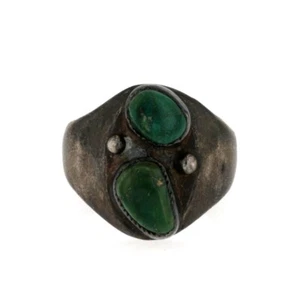 Old Pawn Navajo Sterling Silber Grün Türkis Herren Ring Indianer 11 1/4 - Bild 1 von 8