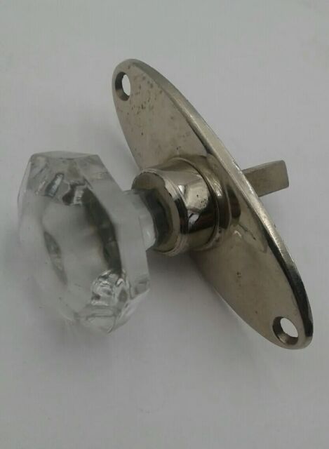 Antique 8 Points Glass Door Knob & Back Plate Set ￼Knobs / 2