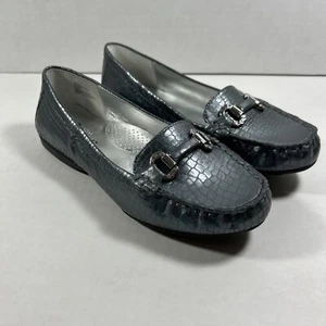 White Mountain 6,5 Weite Grau Metallic Schlangenoptik Leder Halbschuh Fahrschuhe  - Bild 1 von 5