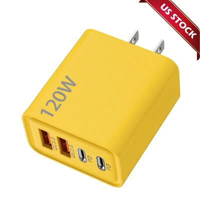 120W 4-Port USB C Fast Wall Charger Block For All Cell Phone iPad US Plug - Image 1 of 4