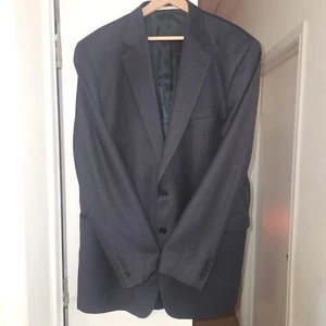Burberry XLG Men's Kensington Wool Blazer Blue USA 44L Herringbone Check Window - Picture 1 of 9
