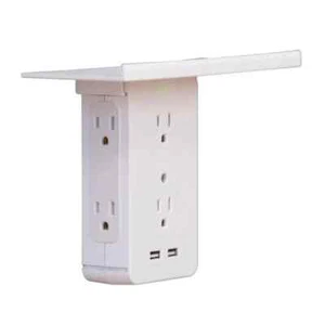 Socket Shelf Cordless Wall Outlet Extender with 6-Outlets and 2 USB ports - Picture 1 of 7