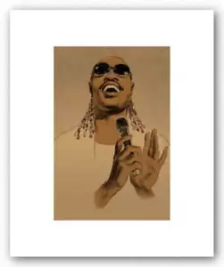Stevie Wonder Pencil Signed Artist's Proof Giclee Clifford Faust Art Print 12x8 - Picture 1 of 1